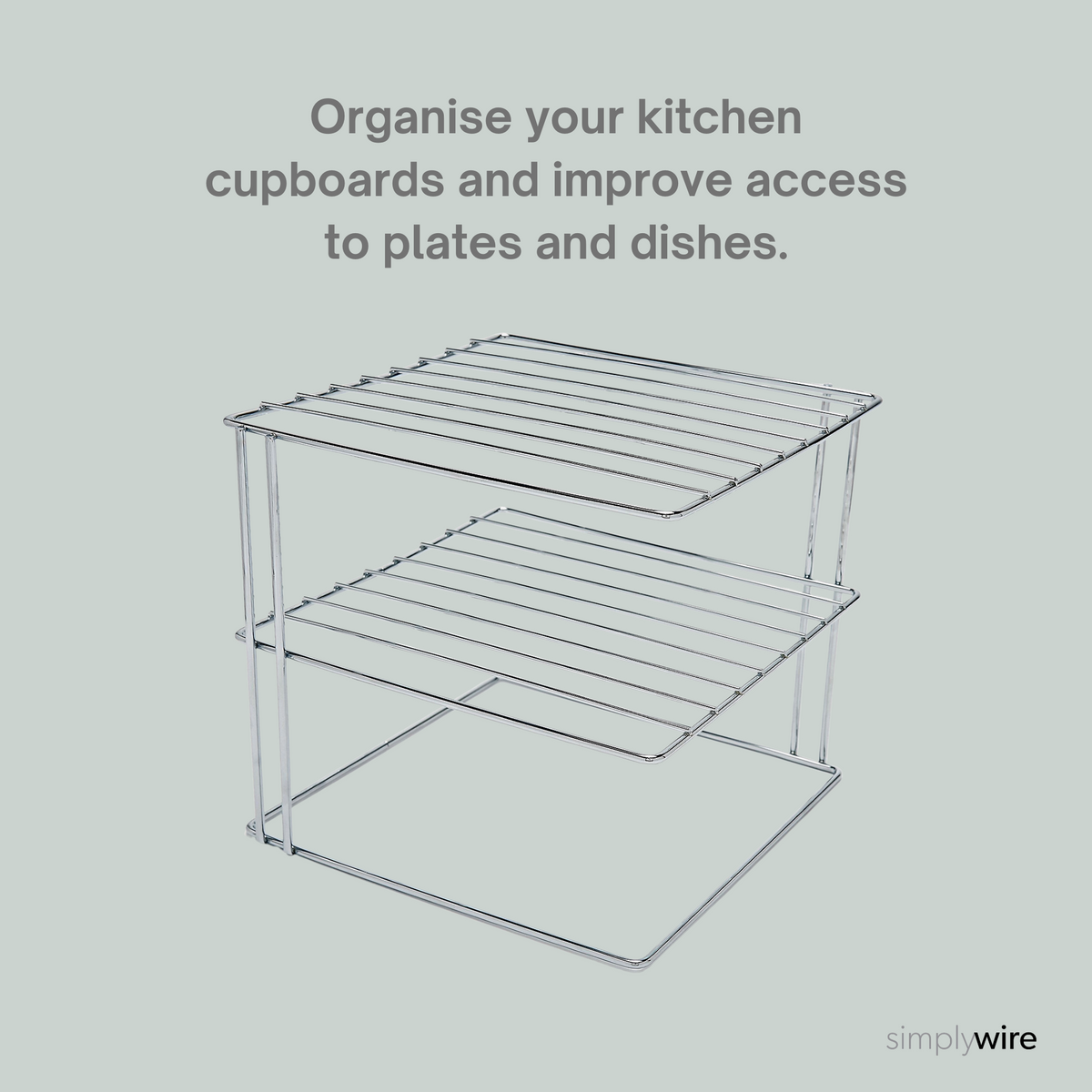 Range-Assiettes 3 Niveaux Simplywire - Organisateur Placard Cuisine, Chrome, 24x24x22cm