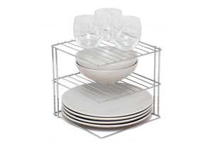 3 Tier Plate Rack - Kitchen Cupboard Organiser – Chrome - Square