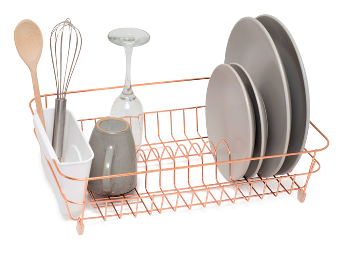 White and rose gold dish drainer sale