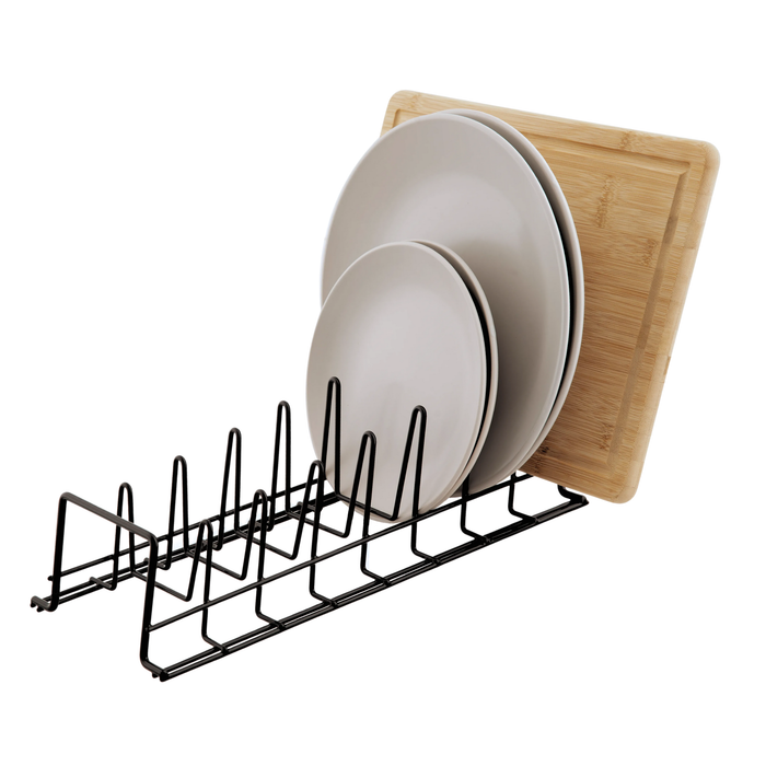 Plate / Baking Tray / Pan Lid Rack – Kitchen Cupboard Storage Organiser - Black