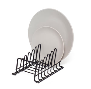 Plate Rack/Drainer – Kitchen Cupboard Storage Organiser – Small - Black Plastic Coated Steel