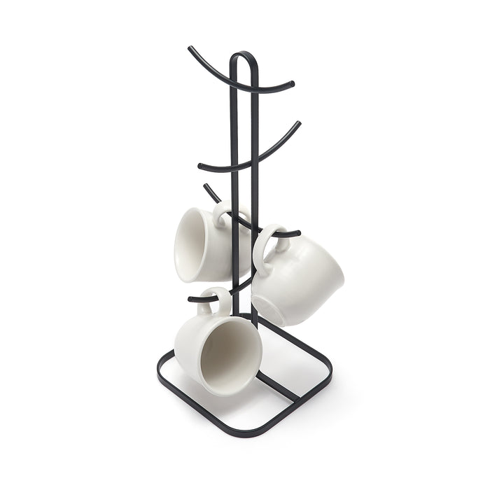 Retro Mug Tree – Matt Black Flat Wire - 8 Cups