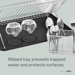 Folding Dish Drainer – Plate Drying Rack with Cutlery Holder