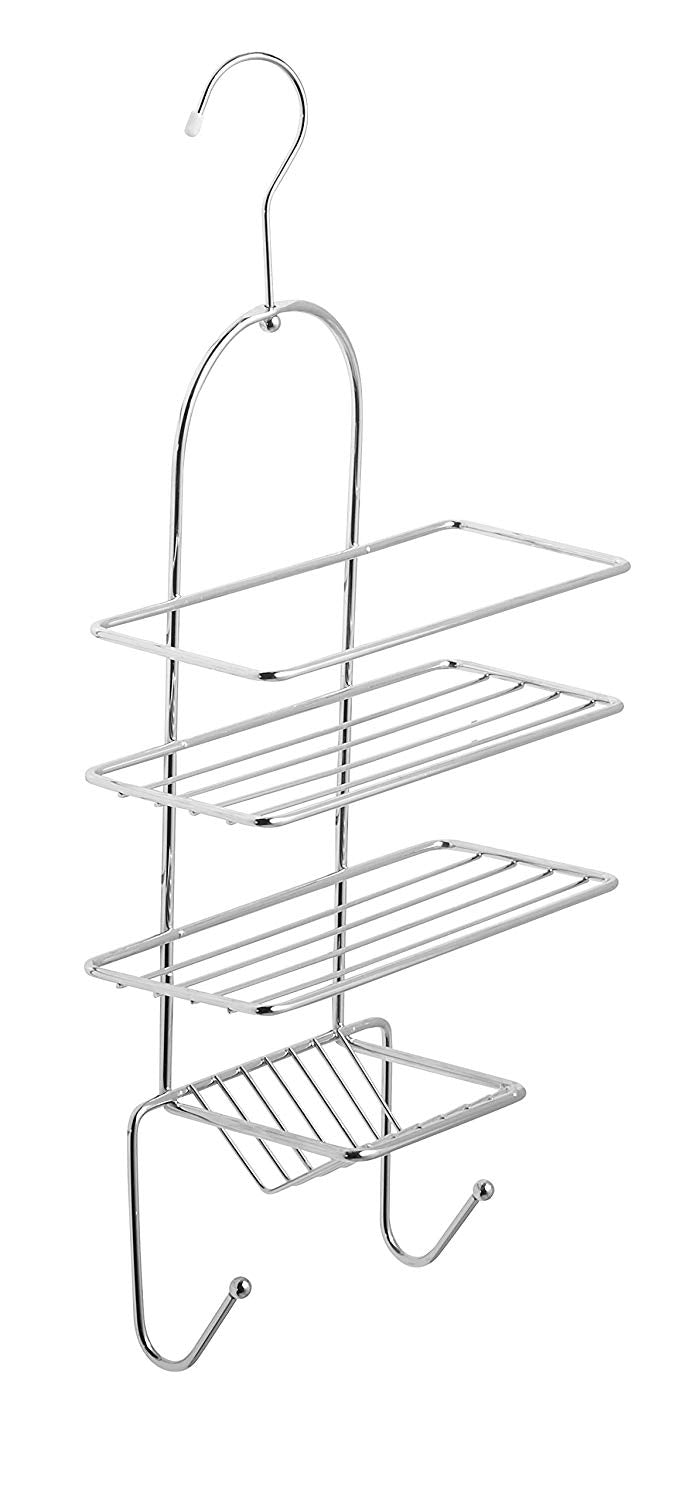 3 TIER Chrome Shower Caddy Organiser Hanging Hook Shelf Basket