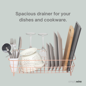 Dish Drainer - Anti Rust Drying Rack – White Cutlery Basket - Copper Chrome Plated steel