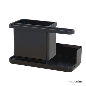 Sink Tidy/Caddy – Kitchen Sink Organiser – Removable Drip Tray – Non-Slip - Black