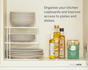 3 Tier Plate Rack - Kitchen Cupboard Organiser – White - Square