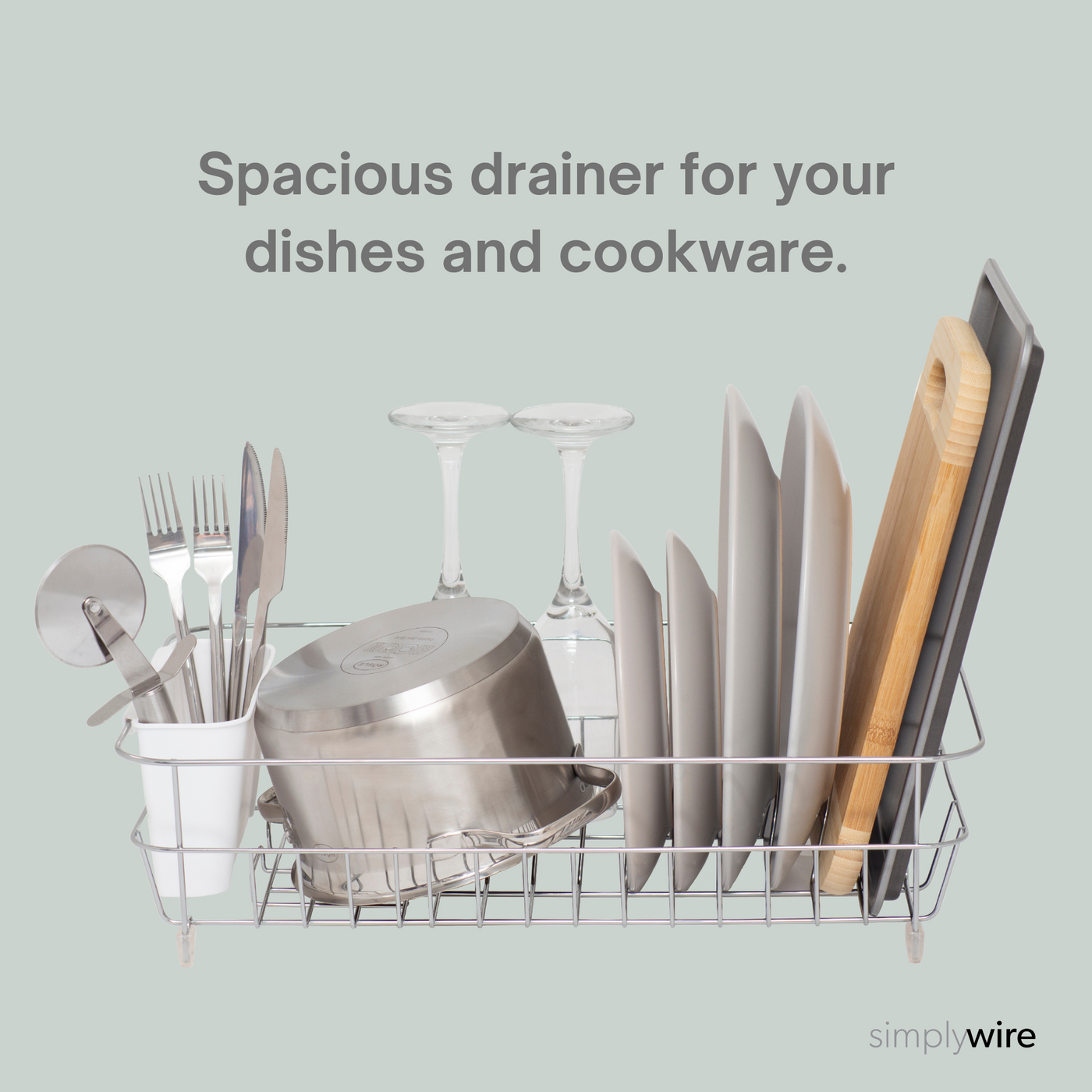 Chrome Drying Rack Dish Drainer - Anti Rust Drying Rack – Chrome with White Cutlery Baske ...