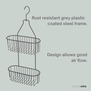 2 Tier Hanging Shower Caddy – Rust Resistant - Grey