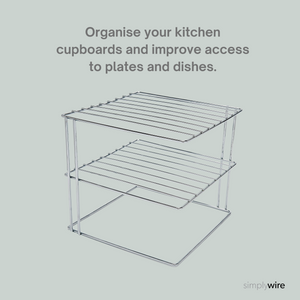 3 Tier Plate Rack - Kitchen Cupboard Organiser – Chrome - Square