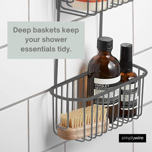 2 Tier Hanging Shower Caddy – Rust Resistant - Grey