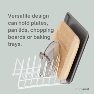 Plate Rack/Drainer – Kitchen Cupboard Storage Organiser – Small - White Plastic Coated Steel