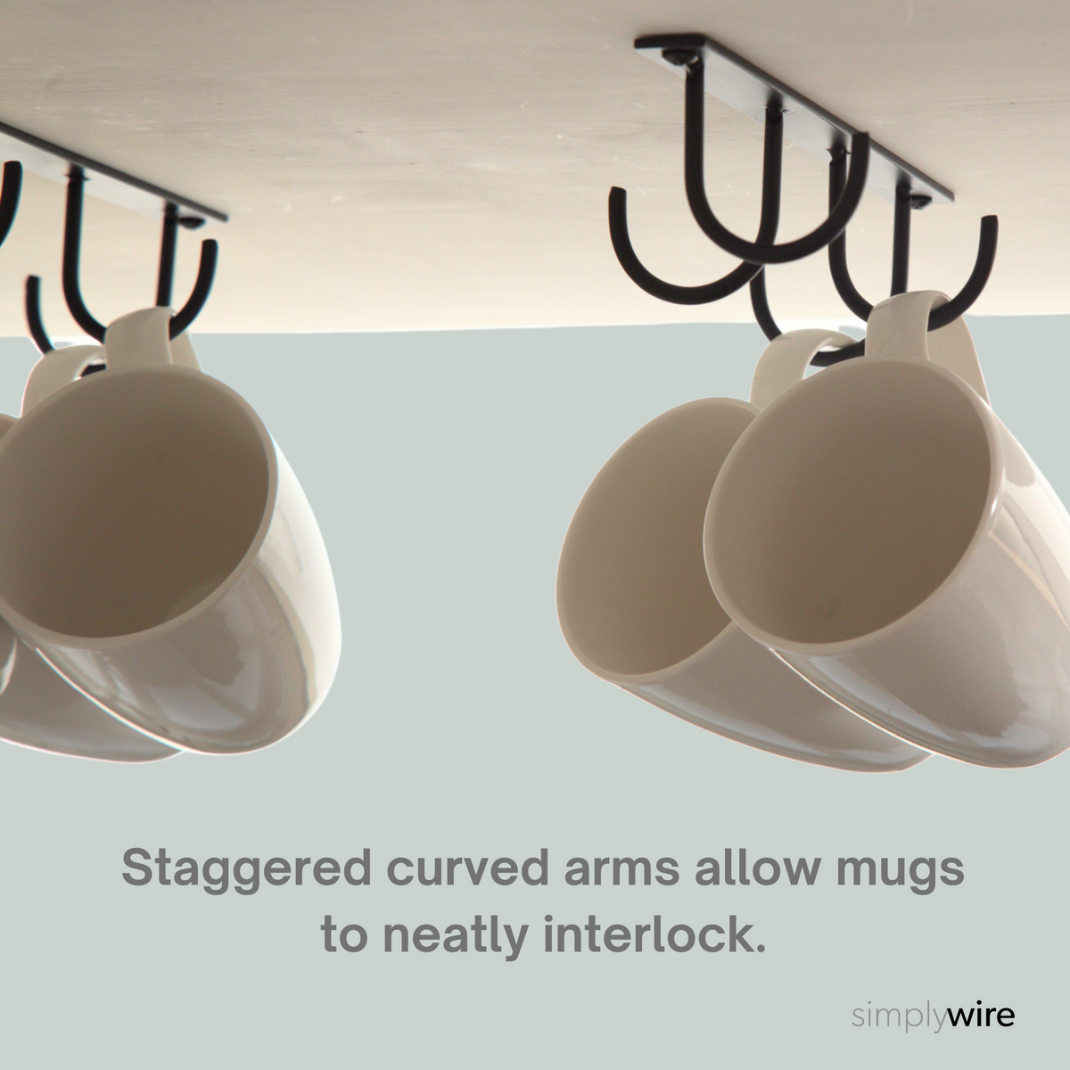 Cuboard Mug Racks Pack of 3 - Kitchen Mug Holder - Under Cupboard Storage - 12 Cup Hooks ...