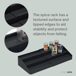 Expandable 3 Tier Spice Rack – Kitchen Cupboard Organizer - Black