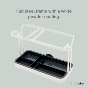 Sink Tidy/Caddy – Retro Flat Wire Kitchen Sink Organiser – White