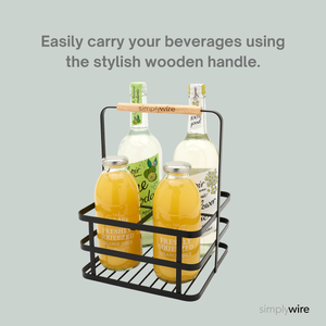 Retro 4 Unit Milk Bottle Holder – Wine Bottle Carrier – Black Flat Wire