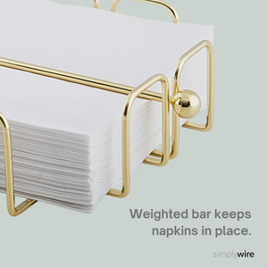 Napkin/Serviette Holder with Weighted Bar – Light Gold