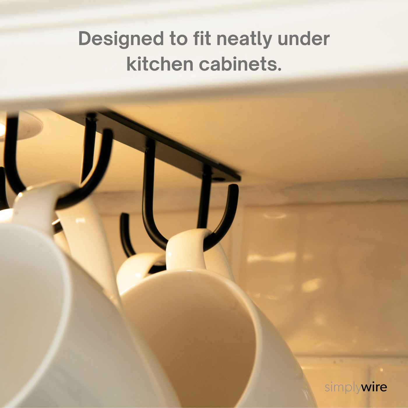 Cuboard Mug Racks Pack of 3 - Kitchen Mug Holder - Under Cupboard Storage - 12 Cup Hooks ...