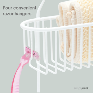 2 Tier Hanging Shower Caddy – Rust Resistant – White