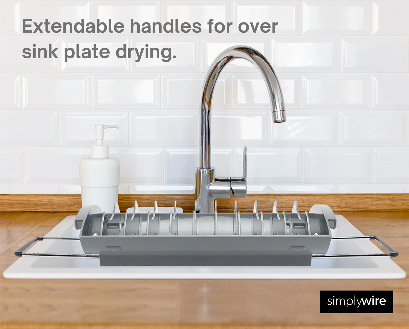 Two Tier Dish Drainer Removable Over Sink Plate Drying Rack Wine Gl simplywire