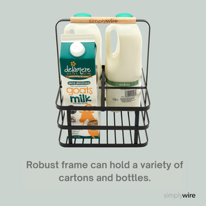 Retro 4 Unit Milk Bottle Holder – Wine Bottle Carrier – Black Flat Wire