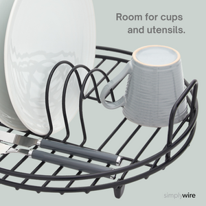 Circular Dish Drainer Round Sink Drying Rack Black Plastic
