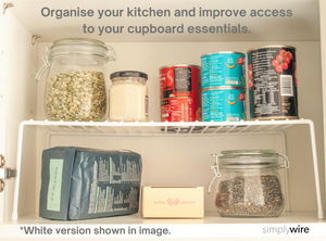 Kitchen Cupboard Organisers – Pack of 2 Storage Shelves – Black