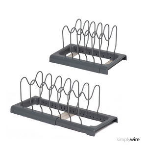 Expandable Baking Tray and Chopping Board Rack – Pack of 2 - Pan Lid Storage - Kitchen Cupboard Organiser – Grey