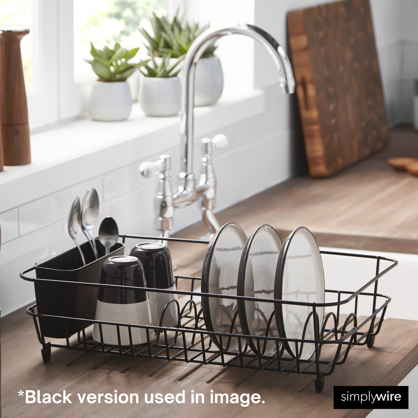 Chrome Drying Rack Dish Drainer - Anti Rust Drying Rack – Chrome with White Cutlery Baske ...