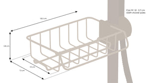 Shower Storage Caddy - Screws onto Shower Pole - No Drill Bathroom Shelf - Chrome