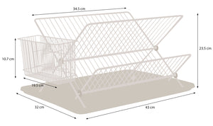 Folding Dish Drainer – Plate Drying Steel Rack with Cutlery Holder - Black