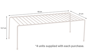 Kitchen Cupboard Organisers – Pack of 4 Storage Shelves – Chrome