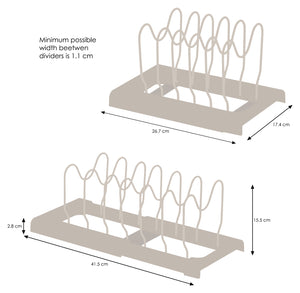 Expandable Baking Tray and Chopping Board Rack – Pan Lid Storage - Kitchen Cupboard Organiser – Grey