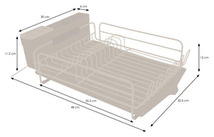 Premium Dish Drainer – Plate Drying Rack with Cutlery Holder & Drip Tray – Black Powder Coated Steel