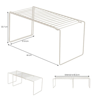 Extra Large Extendable Kitchen Cupboard Organiser – Tall Storage Shelf – Chrome