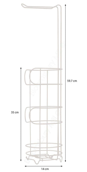 Freestanding Toilet Roll Holder with Storage - White