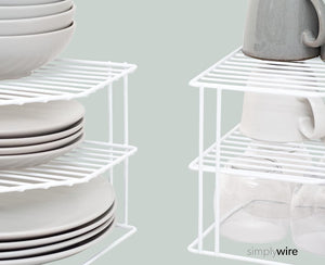 3 Tier Plate Racks – Pack of 2 Kitchen Cupboard Organisers – White