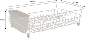 Dish Drainer - Anti Rust Drying Rack – Cutlery Basket - Black Plastic Coated Steel