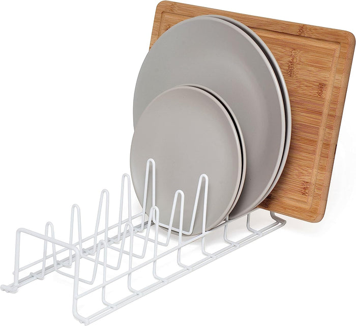 Plate/Baking Tray/Pan Lid Rack – Kitchen Cupboard Storage Organiser - White Plastic Coated Steel