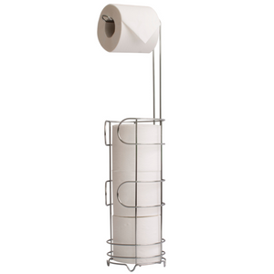 Freestanding Toilet Roll Holder with Storage - Chrome