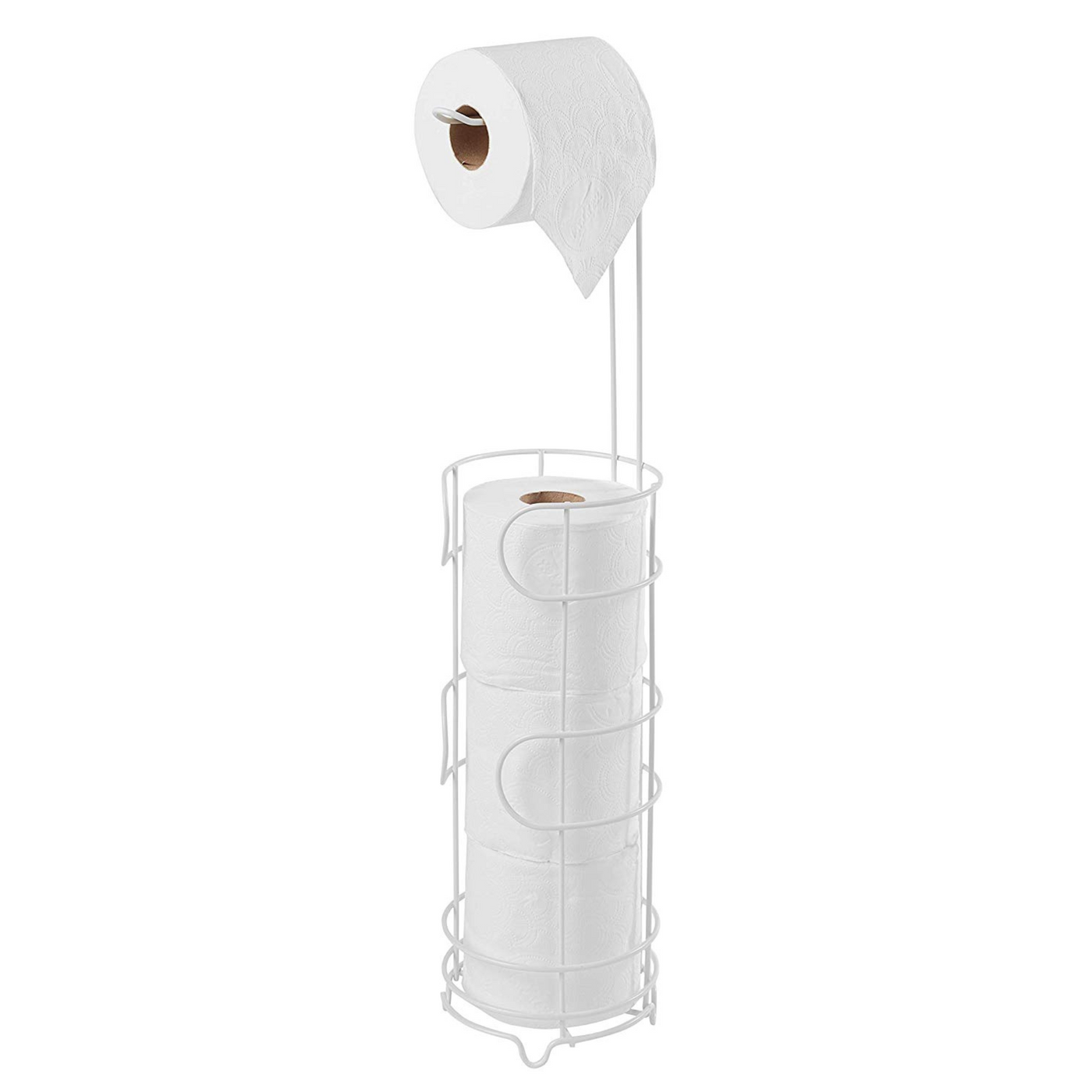 White freestanding toilet roll holder deals