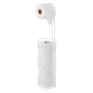 Freestanding Toilet Roll Holder with Storage - White