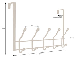 Garta Adjustable Over-The-Door Hooks - 20 Pack, Steel, No Drill, For Hanging Towels & More
