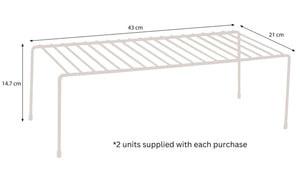 Kitchen Cupboard Organisers – Pack of 2 Storage Shelves – White