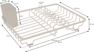 Compact Dish Drainer – Plate Drying Rack with Cutlery Basket – Small - Black Powder Coated Steel