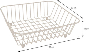 Kitchen Sink Basket – Dish Drainer – White Plastic Coated Steel