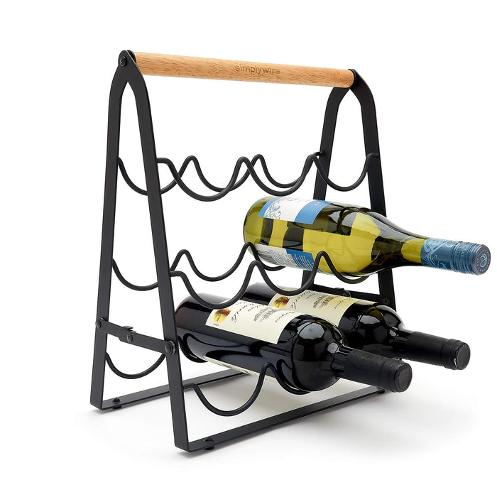 Collapsible Wine Rack – 9 Unit Bottle Holder – Black