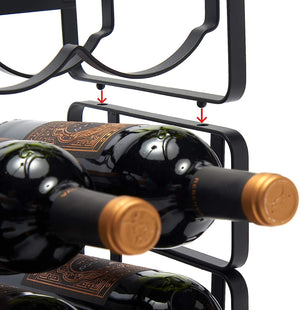 Modular Wine Rack – Stackable Bottle Holder – Black